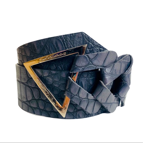 Guess Accessories - Guess Croc Embossed Triangle Buckle Vegan Belt M